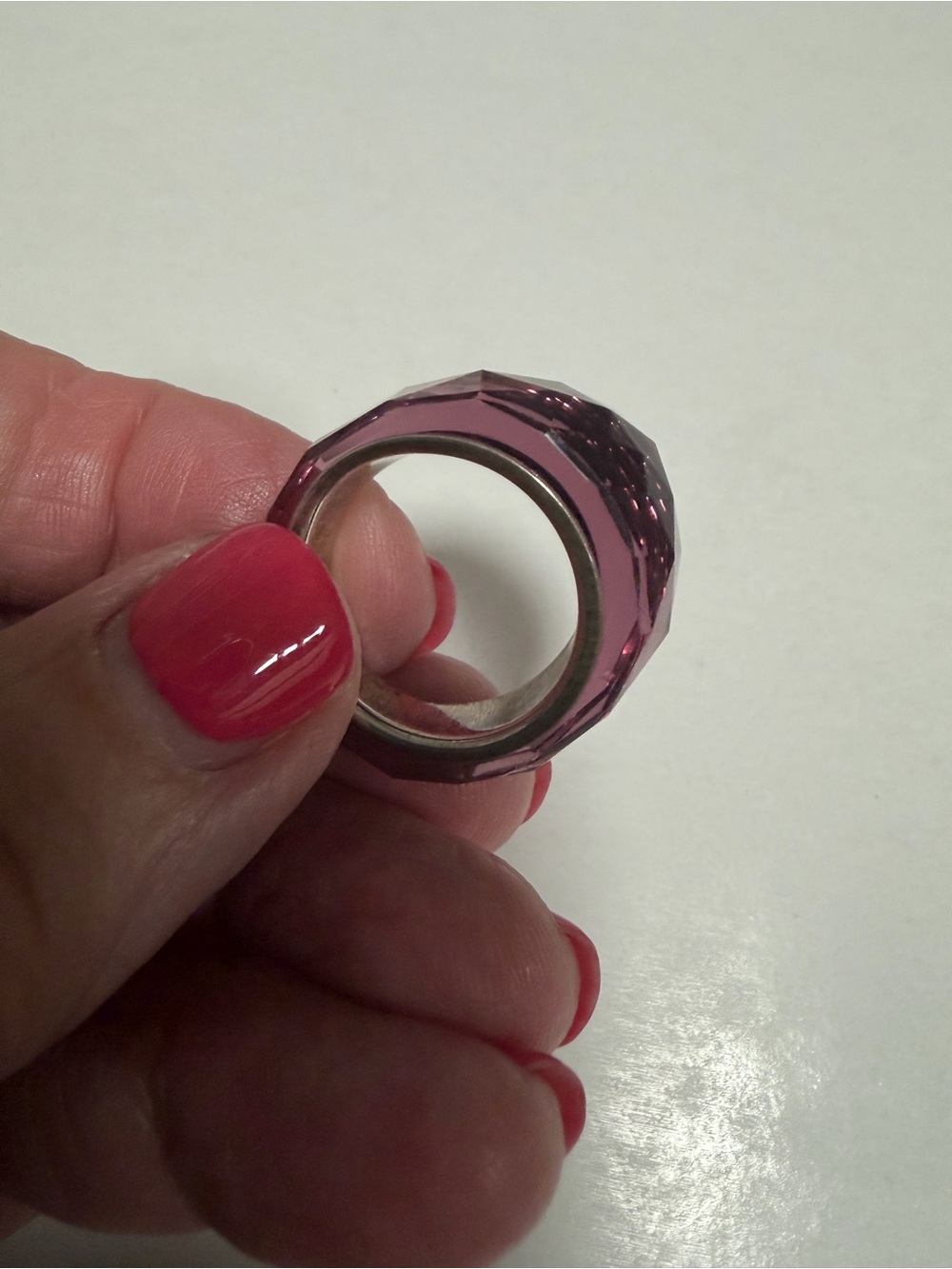 Swarovski Pink Crystal “Nirvana”Faceted Dome Ring - Picture 16 of 16